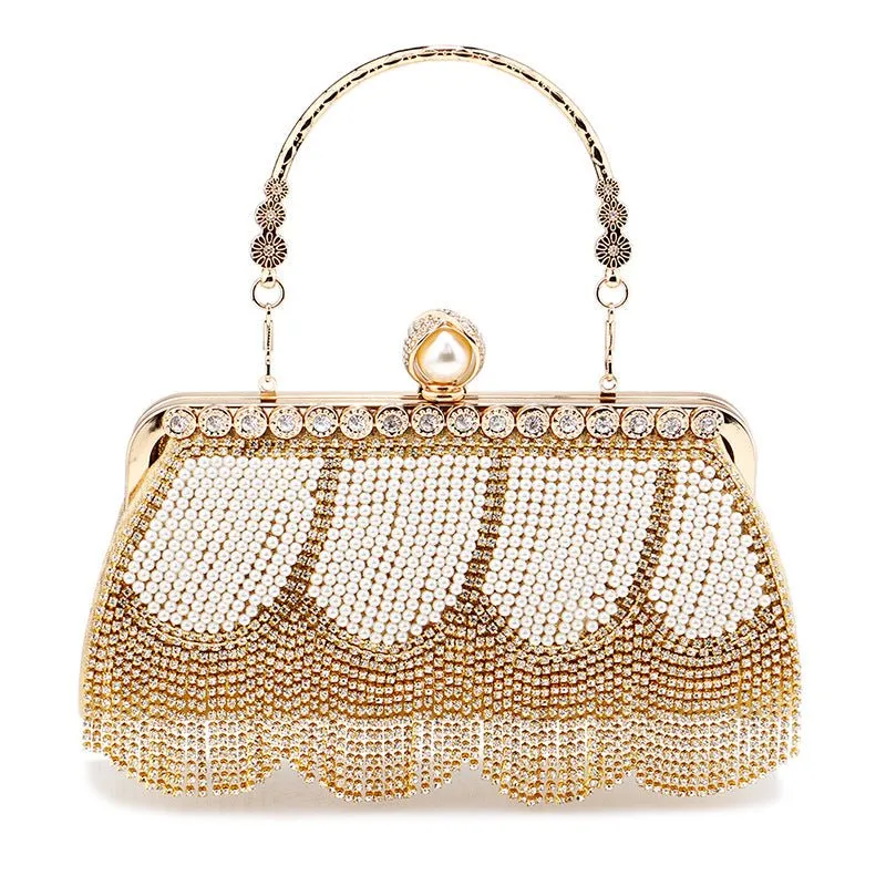 Rhinestone Tassel Evening Clutch with Handle