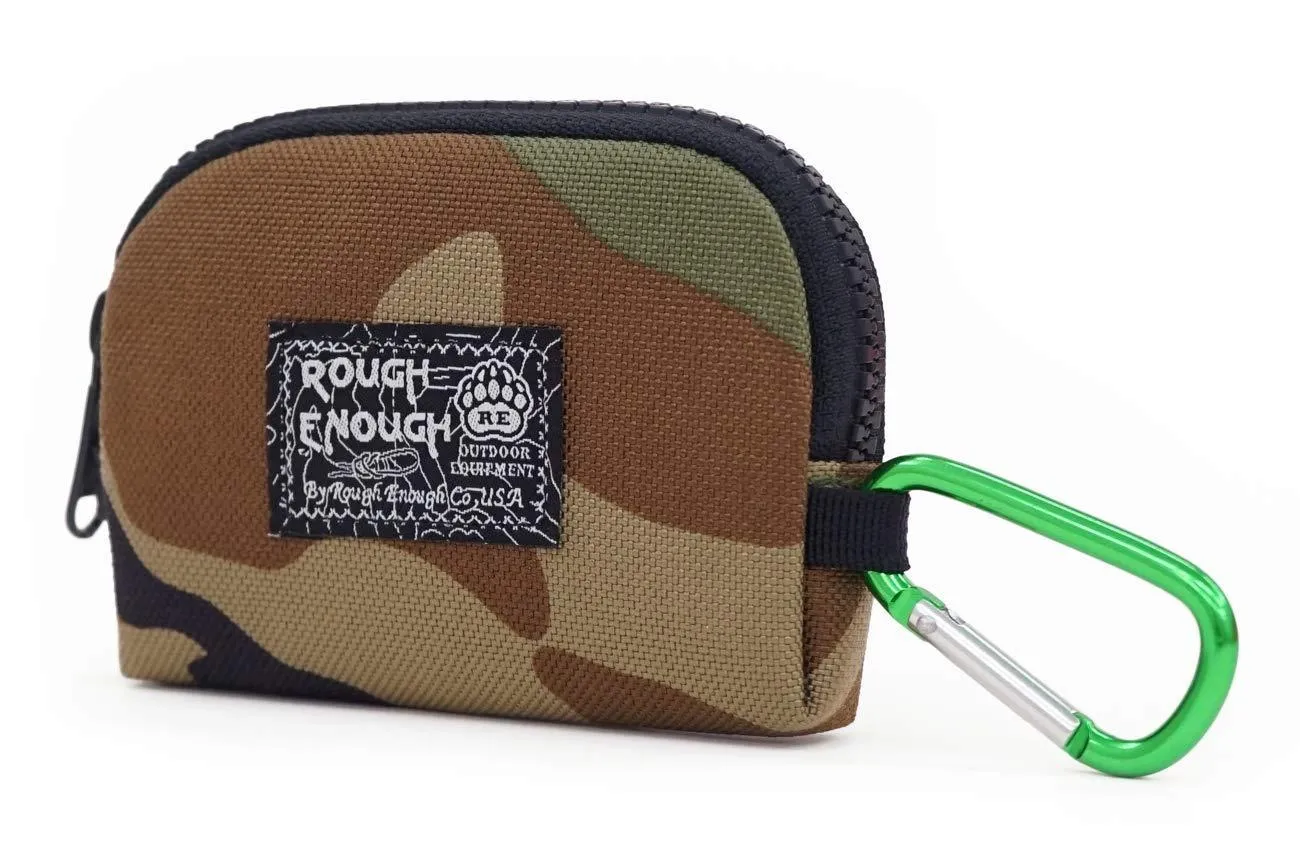 Rough Enough Small Mini Minimalist Mens Wallet Credit Card Holder Coin Purse Change Zipper Pouch Cash Bag Organizer Earbuds Case with Keychain Ring for Business Women Boys Girls Travel School Party