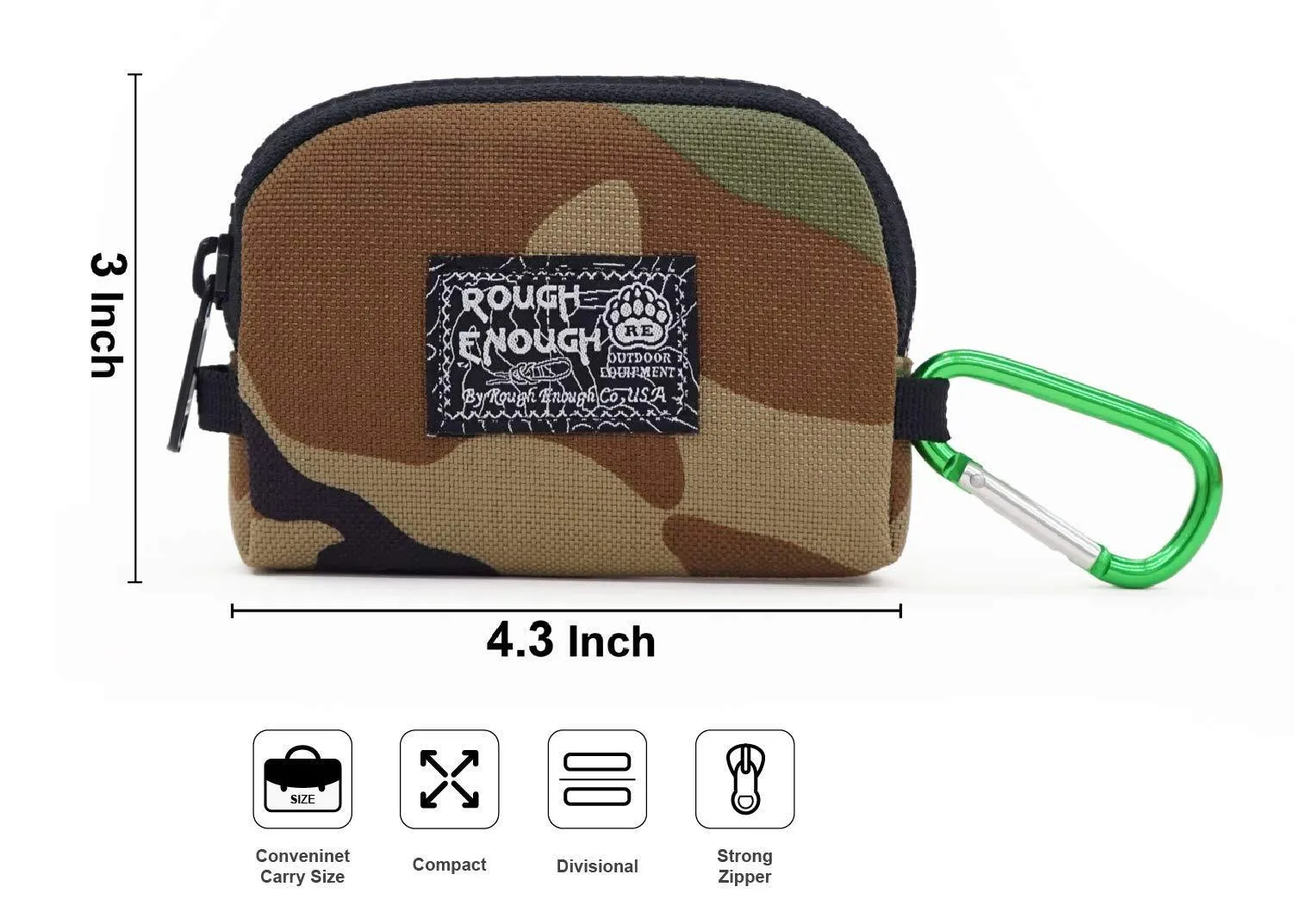 Rough Enough Small Mini Minimalist Mens Wallet Credit Card Holder Coin Purse Change Zipper Pouch Cash Bag Organizer Earbuds Case with Keychain Ring for Business Women Boys Girls Travel School Party