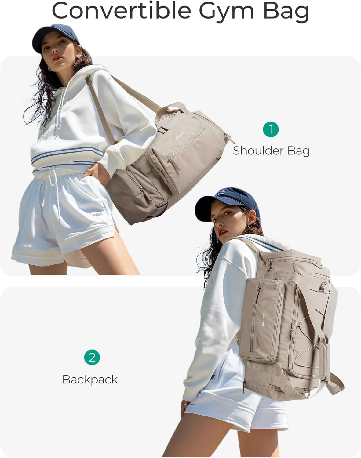 Stylish 4-in-1 TSA-Approved Shoe - Wet Lightweight & Weekender Pocket, 30L Eco-friendly technology with Duffle Water-Resistant Versatile in Bag Gym Backpack Compartment Women's Ultimate Camel