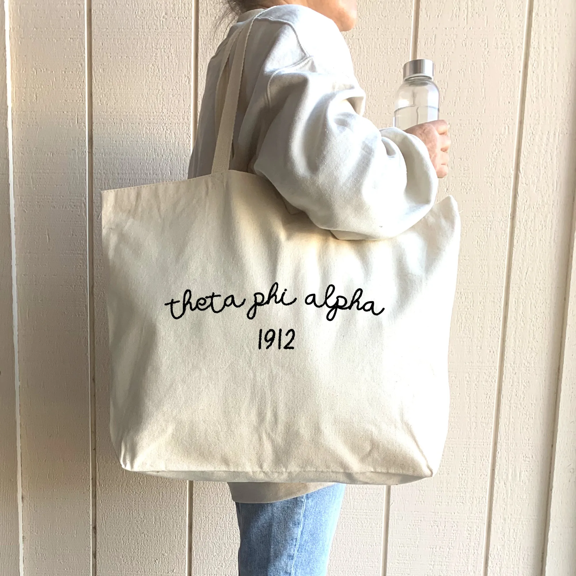 Theta Phi Alpha Sorority Name and Founding Date Tote Bag