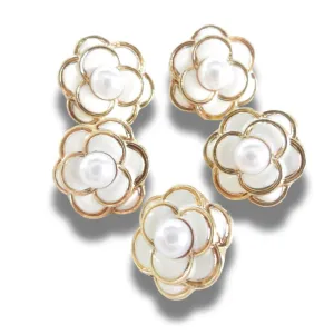 White Camellia Flower Buttons