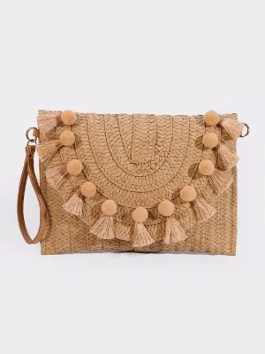 Wicker Fringe Vintage Clutch Bag - Clutches