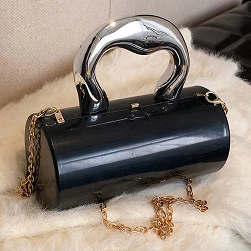 Women's Handbag Bags For Women Party Clutches Fashion Cylinder Bag Mini Evening Purse Crossbody Shoulder Bag Gold Box Clutch